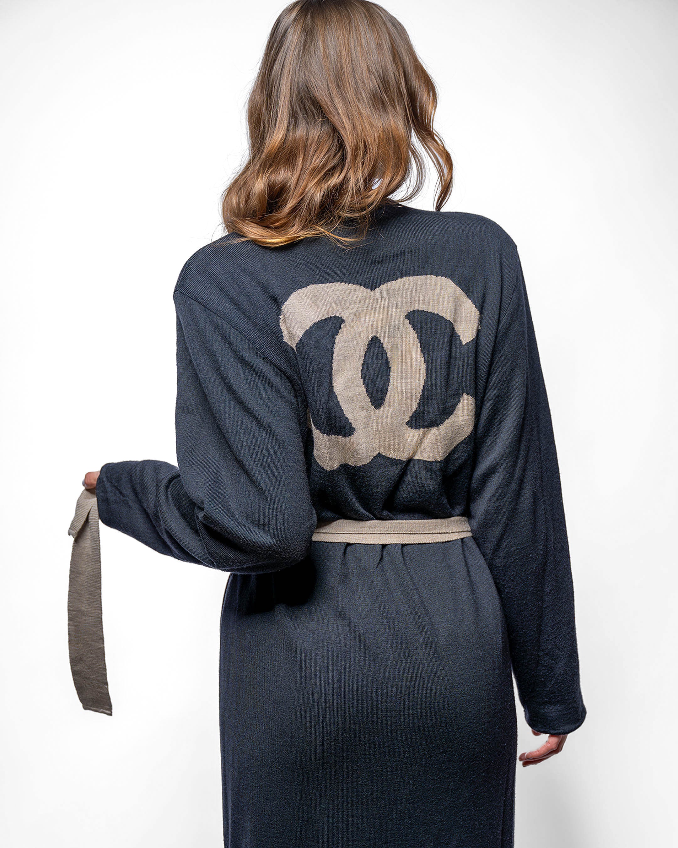 Chanel langer Cardigan wendbar · Schwarz/Braun
