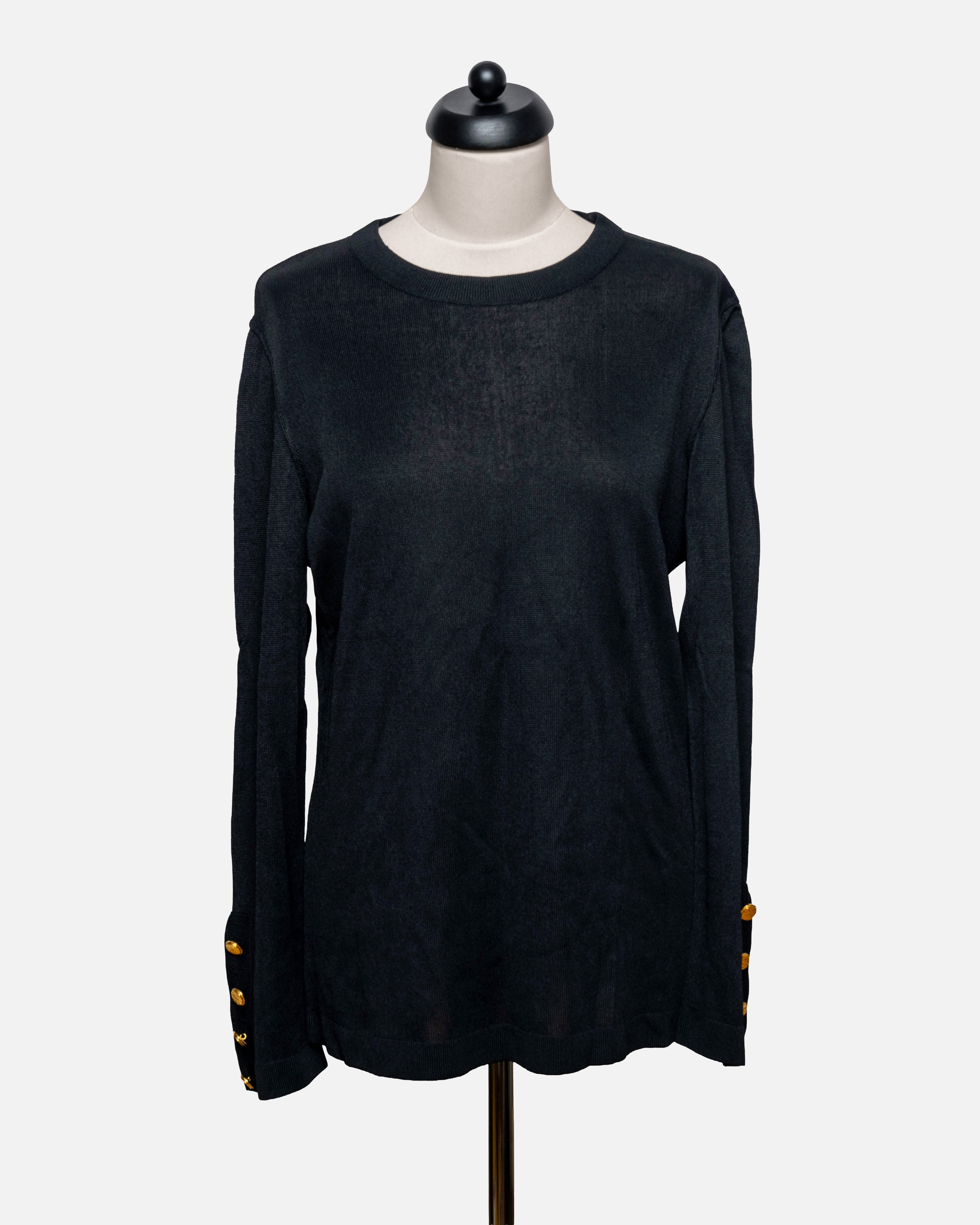 Chanel Pullover mit goldenen Knöpfen · Schwarz