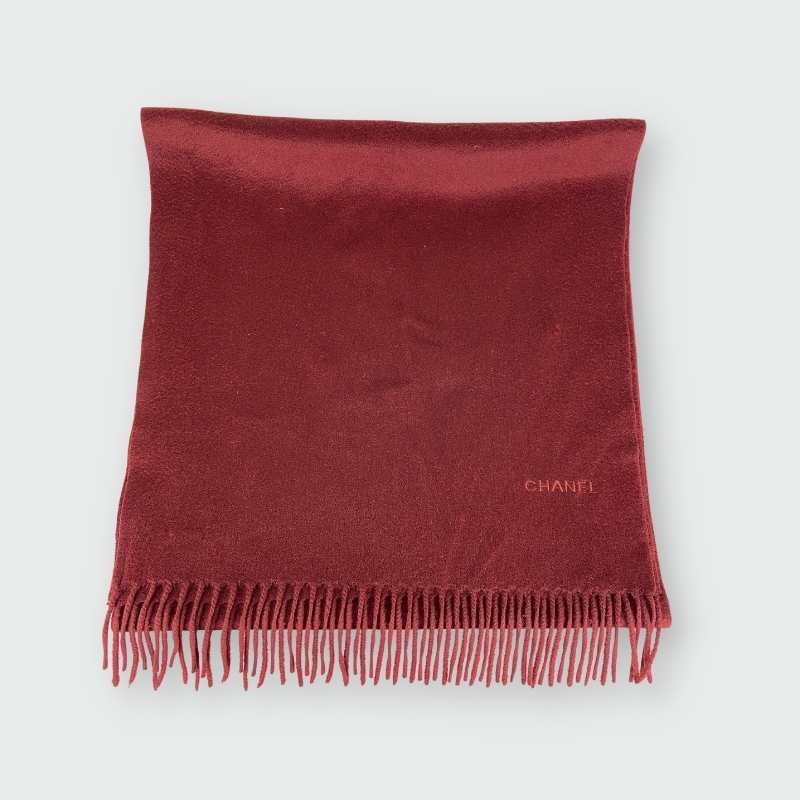 Chanel Schal mit Fransen · Bordeaux