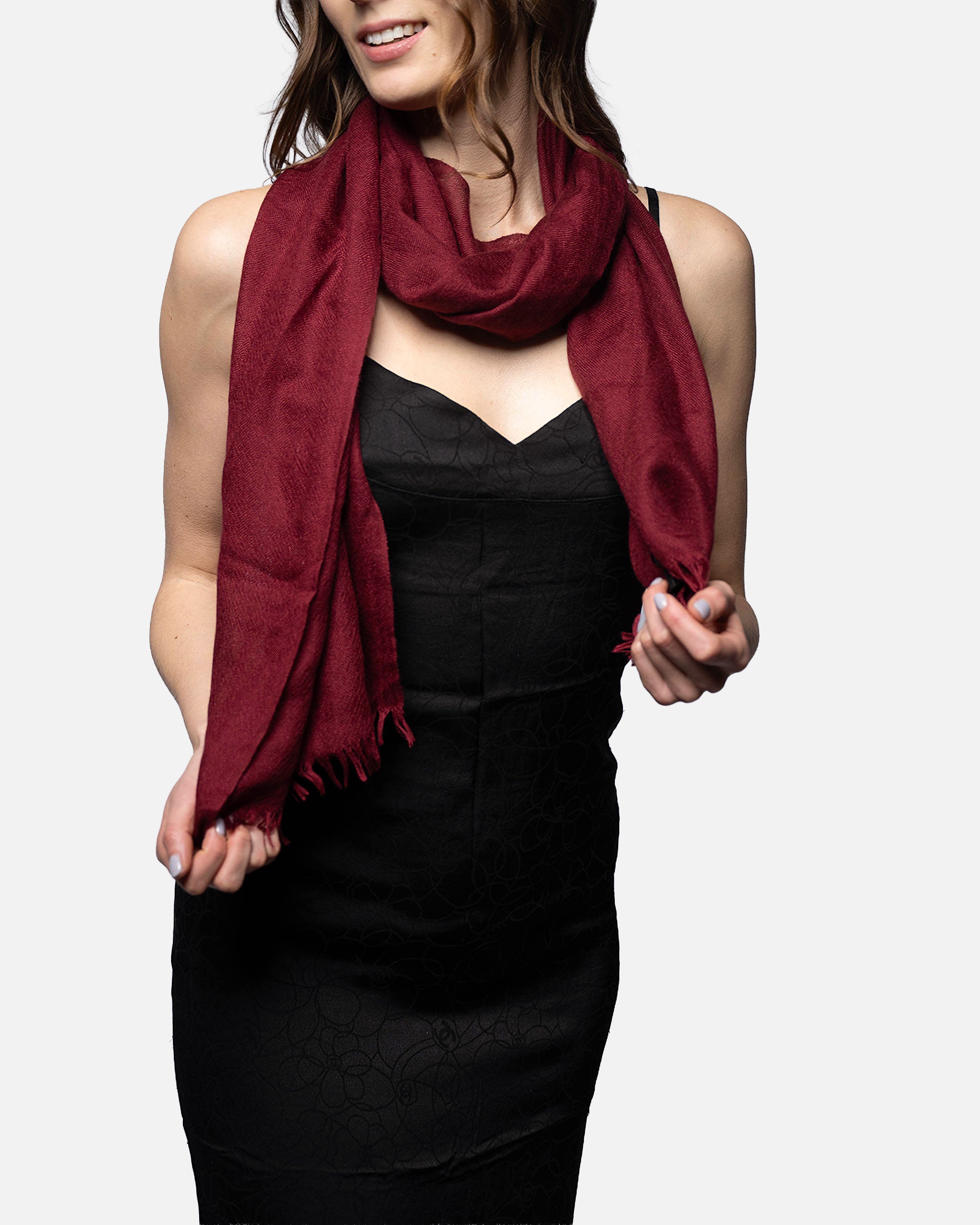 Chanel Schal mit Fransen · Bordeaux