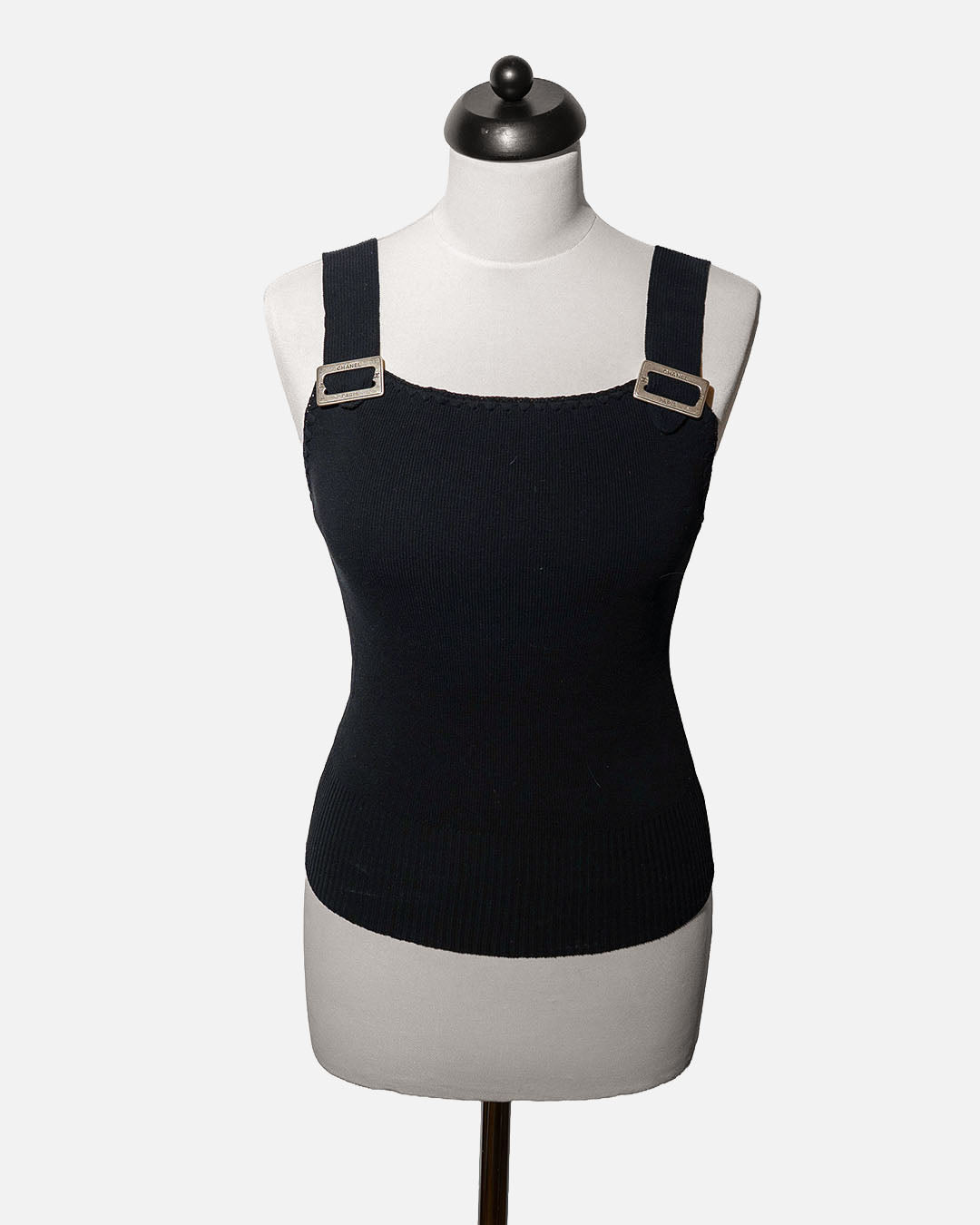 Chanel Trägertop mit silberner Hardware · Schwarz