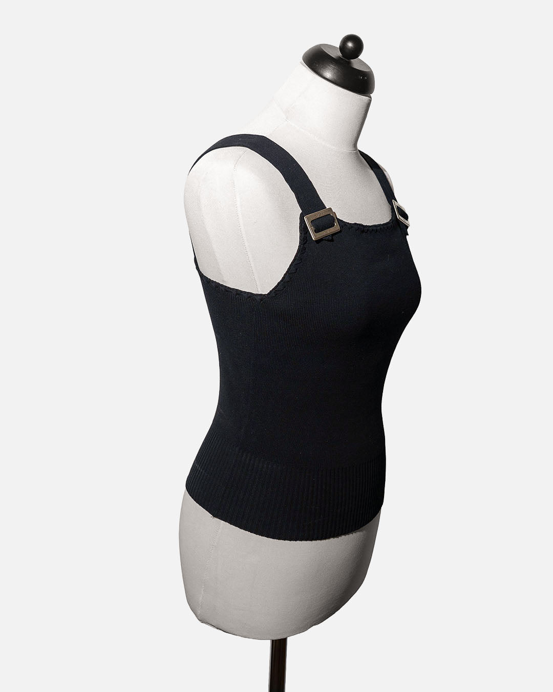 Chanel Trägertop mit silberner Hardware · Schwarz