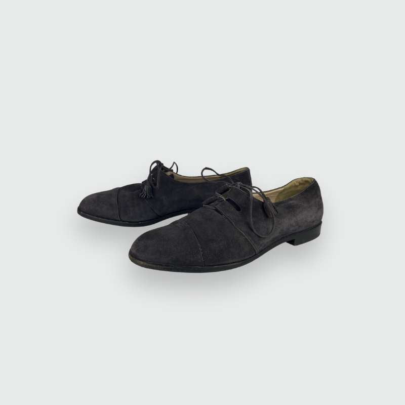 Chanel Schuhe Flach Grau Wildleder