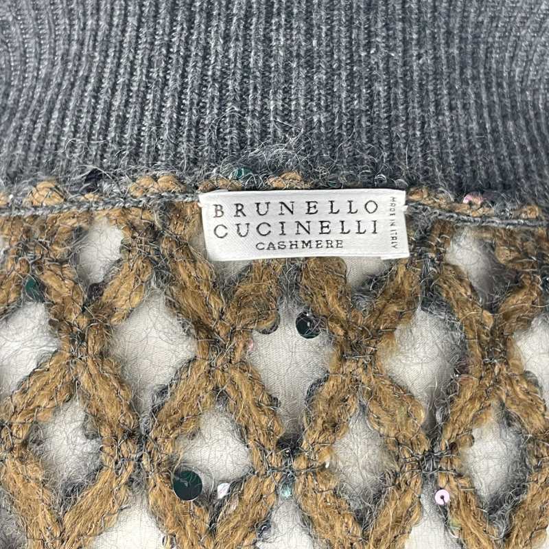 Brunello Cucinelli Oberteil Netzoptik Grau